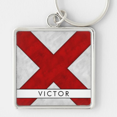 V Victor Nautical Signal Flag  Your Name Keychain