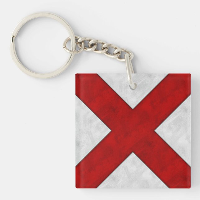 V Victor Watercolor Nautical Signal Maritime Flag Keychain (Front)