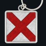 V Victor Watercolor Nautical Signal Maritime Flag Keychain<br><div class="desc">A traditional nautical flag gift idea with a stylish and modern twist -- it's a maritime signal flag with faux watercolor styling! This one is the signal flag for the Letter V Victor in deep red and white, "red cross white background traditional watercolor design. Looking for a cute little nautical...</div>
