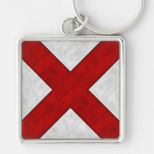 V Victor Watercolor Nautical Signal Maritime Flag Keychain
