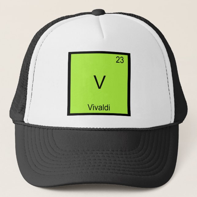 V - Vivaldi Funny Chemistry Element Symbol T-Shirt Trucker Hat (Front)
