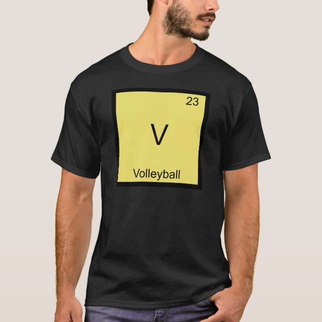 V - Volleyball Funny Chemistry Element Symbol Tee (Front)