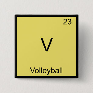 V - Volleyball Funny Chemistry Element Symbol Tee Button