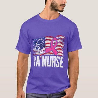 VA Nurse American Flag Breast Cancer Awareness Coo T-Shirt