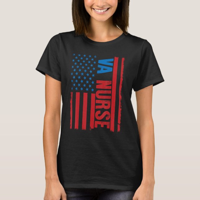 VA Nurse Camouflage American Flag Patriotic Nurse  T-Shirt (Front)