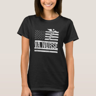 Va Nurse Caring For American Veterans USA Flag Pat T-Shirt