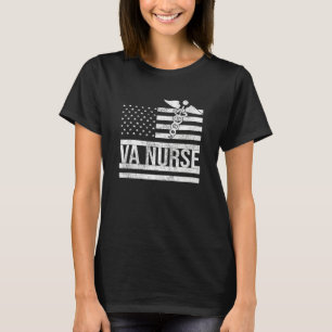 Va Nurse Caring For American Veterans USA Flag Pat T-Shirt