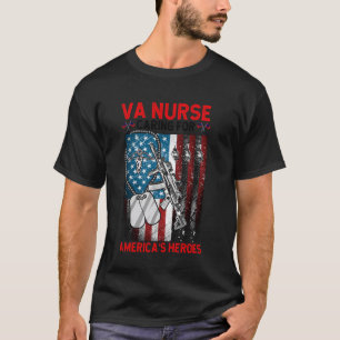 VA Nurse Caring For American's Heroes Veterans Mem T-Shirt
