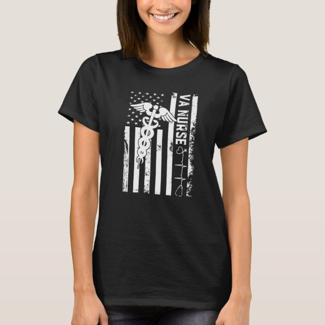 Va Nurse Flag America Flag Nursing Patriotic Nurse T-Shirt (Front)