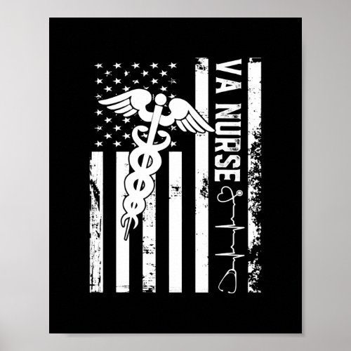 VA Nurse Flag Tee America Flag Nursing Patriotic Poster