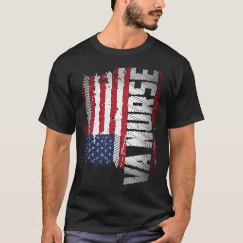 VA Nurse Patriotic American Flag T_Shirt