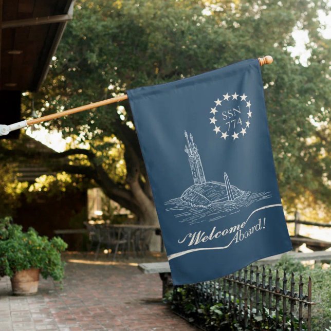 VA SSN Welcome Aboard House Flag (Customizable SSN “Welcome Aboard” house flag.)