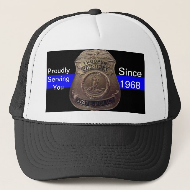 VA State Trooper Thin Blue Line Trucker Hat (Front)