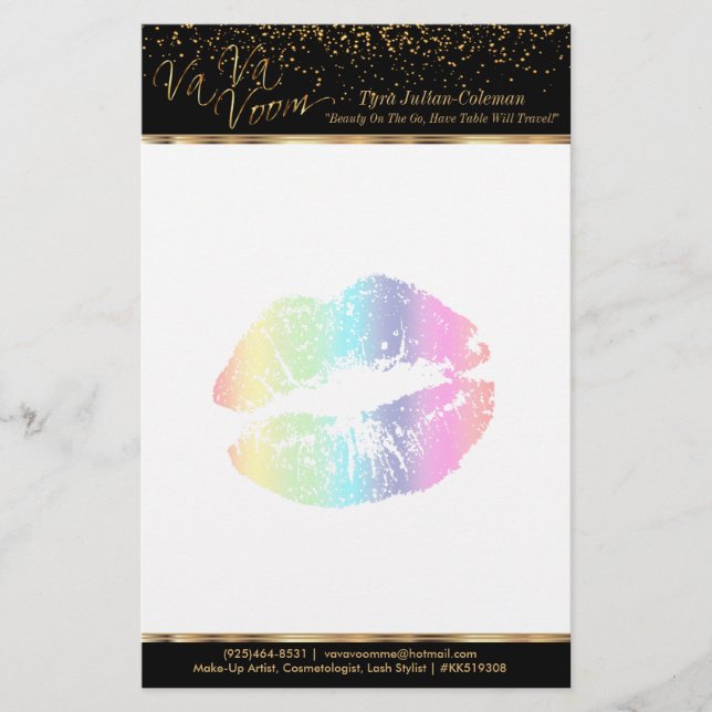 Va Va Voom Rainbow Lips 2 Stationery (Front)