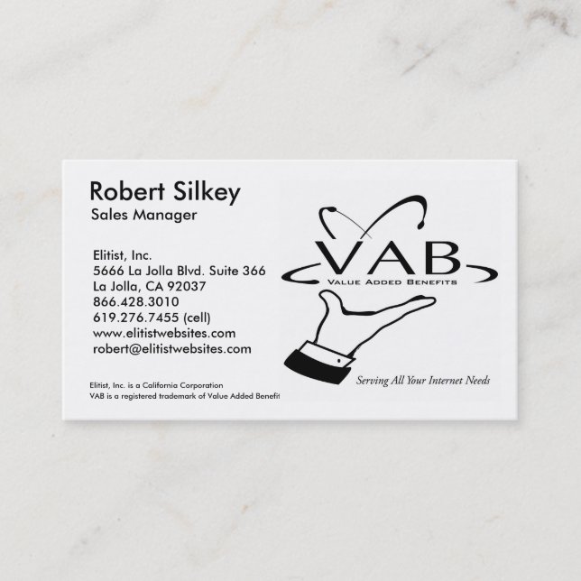 VAB - Sales Manager Business Card (Front)