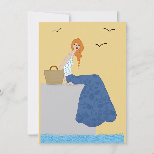 Vacances au Bord de la Mer Fashion Art Card (Front)