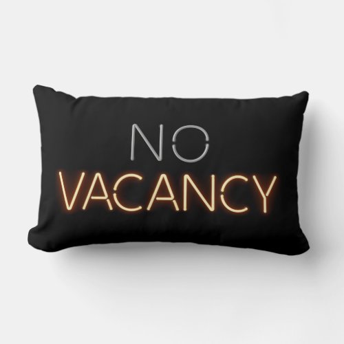 Vacancy No Vacancy Hotel Neon Lights Lumbar Pillow