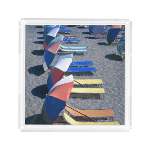 Vacant Chairs On Beach Acrylic Tray