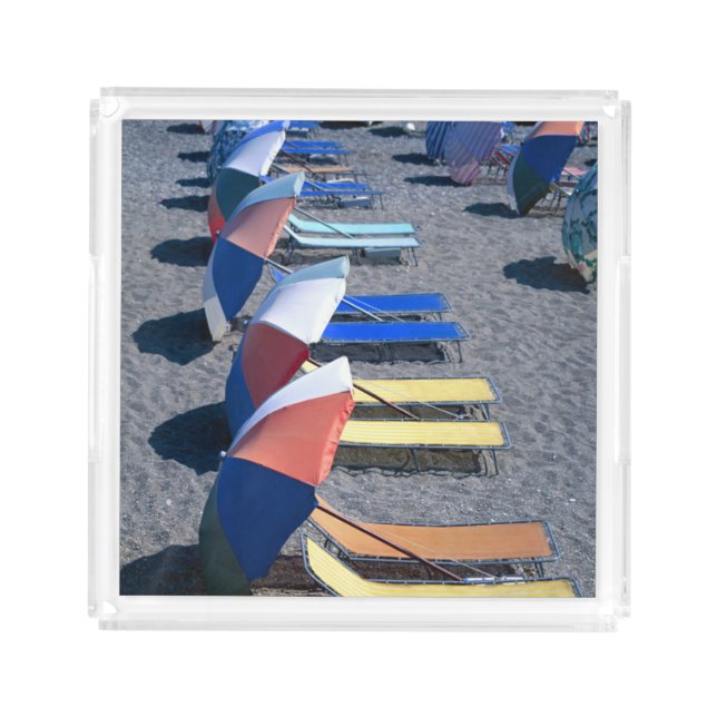Vacant Chairs On Beach Acrylic Tray (Front)