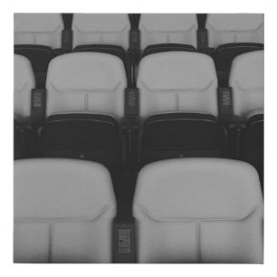 VACANT WHITE AND BLACK THEATER CHAIRS WITH NO PEOP FAUX CANVAS PRINT