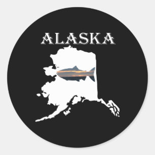 Vacation Alaskan Salmon Fish Alaska Fishing Classic Round Sticker