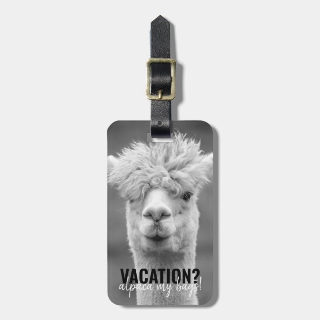 Vacation Alpaca My Bags Black Luggage Tag