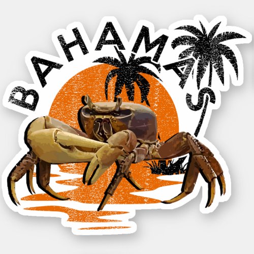 Vacation Andros Crab Bahamas Flag Sticker Cruise