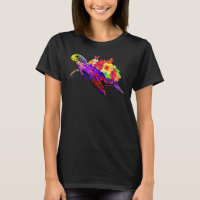 Vacation Beach Hawaiian Tie Dye Sea Turtle Flowers