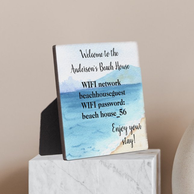 Vacation Beach Home WIFI information Watercolor Plaque (Creator Uploaded)