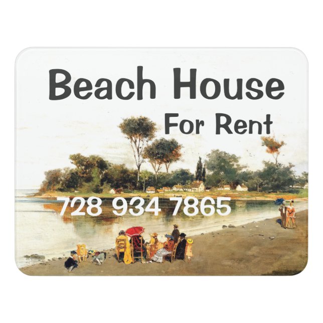 Vacation Beach House 4 Rent Seashore Greece Sign (Contemporary Front)