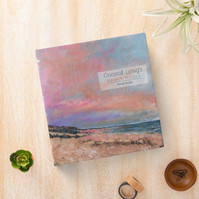 Vacation Beach House Guest Rental Seascape 3 Ring Binder (In Situ)