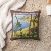 Vacation Beach Scene Colorful Art Accent Pillow (Blanket)