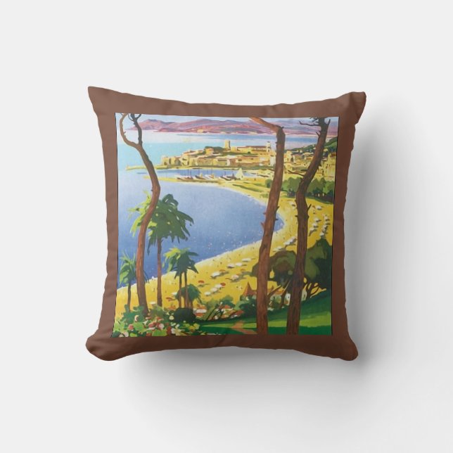 Vacation Beach Scene Colorful Art Accent Pillow (Front)