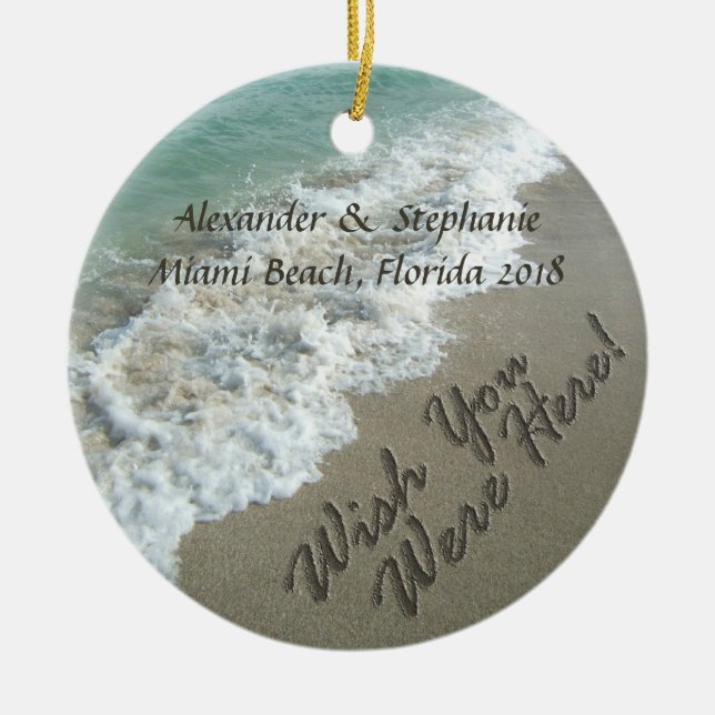 Vacation Beach Souvenir Christmas Ornament (Front)