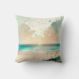 Vacation beach throw pillow