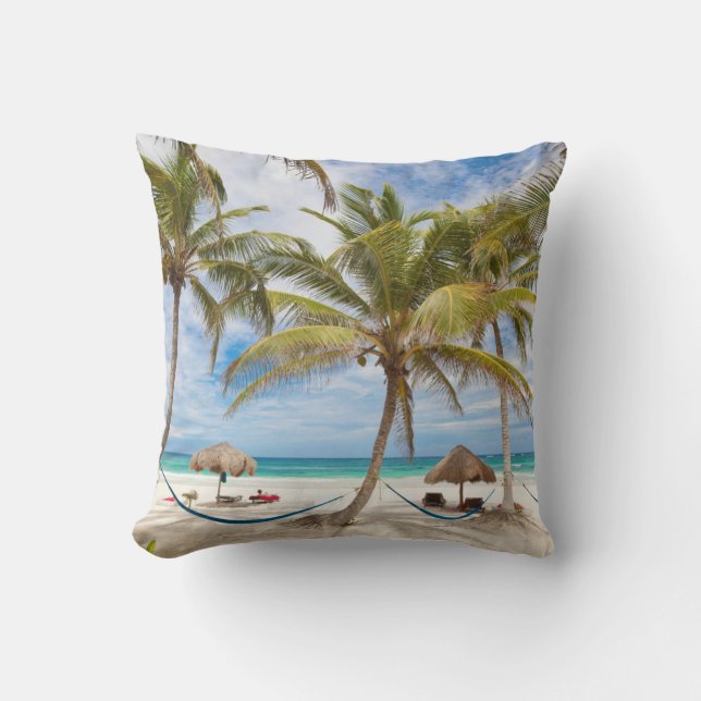 Vacation Beach Throw Pillow (Front)