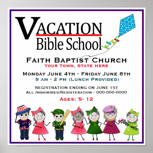 Vacation Bible School PosterFlyer _ KidsKite Poster