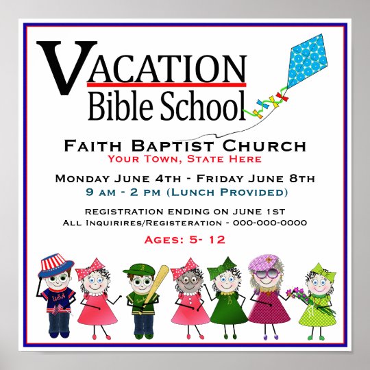 Vacation Bible School Poster/Flyer - Kids/Kite Poster | Zazzle.com