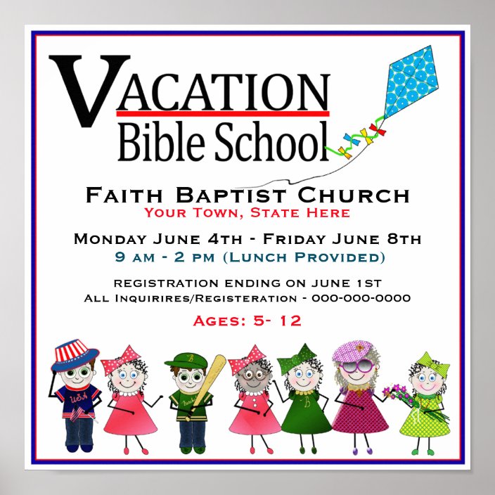 Vacation Bible School Poster/Flyer - Kids/Kite Poster | Zazzle