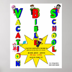 VACATION BIBLE SCHOOL Poster, Kids, Colorful Poster