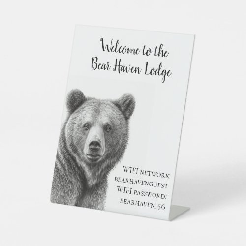 Vacation Cabin Bear Lodge Home WIFI information   Pedestal Sign
