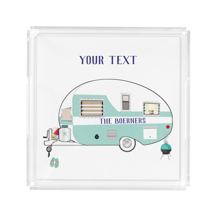 Vacation Camping RV Trailer Camper Acrylic Acrylic Tray Zazzle
