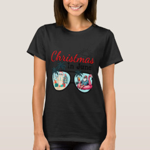 Vacation Christmas In June Sungles Santa Flamingo  T-Shirt