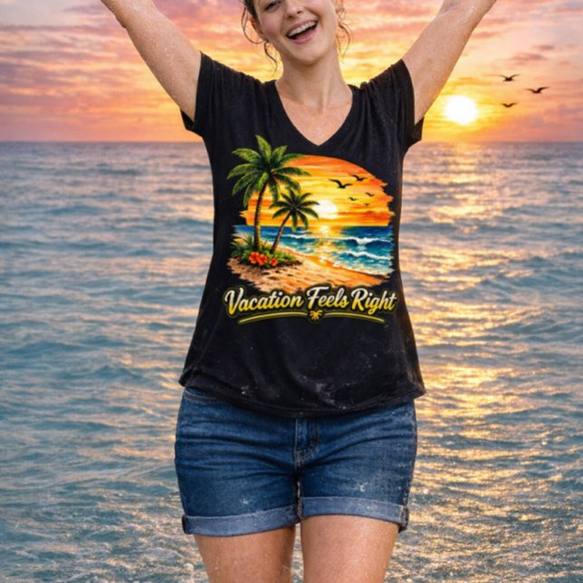 Vacation Feels Right Island V-Neck Shirt USA (Creator Uploaded)