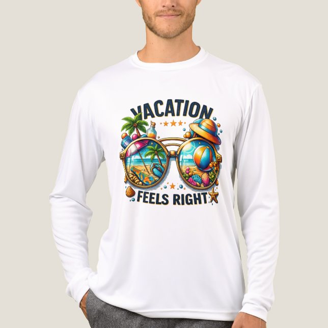 Vacation Feels Right Premium Long Sleeve USA Tri-Blend Shirt (Front)