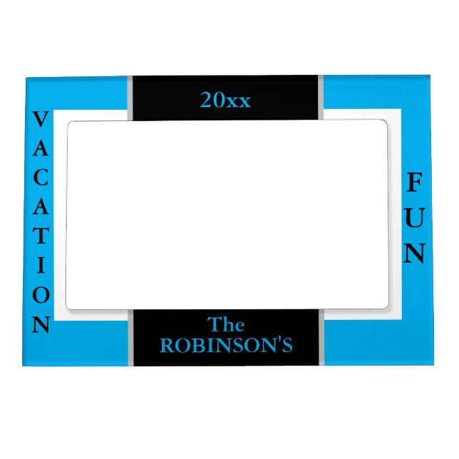 Vacation Fun Sky Blue Black Magnetic Frame (Front)