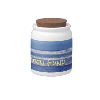 Vacation Fund Jar custom Blue Ocean Wave Save Up