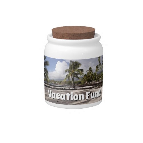 Vacation Fund Tropical Hawaii Beach Palms Savings Candy Jar