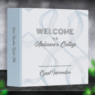 Vacation Home Rental Light Blue Gray Grey 3 Ring Binder