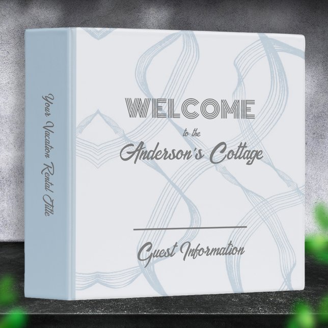 Vacation Home Rental Light Blue Gray Grey 3 Ring Binder (Creator Uploaded)